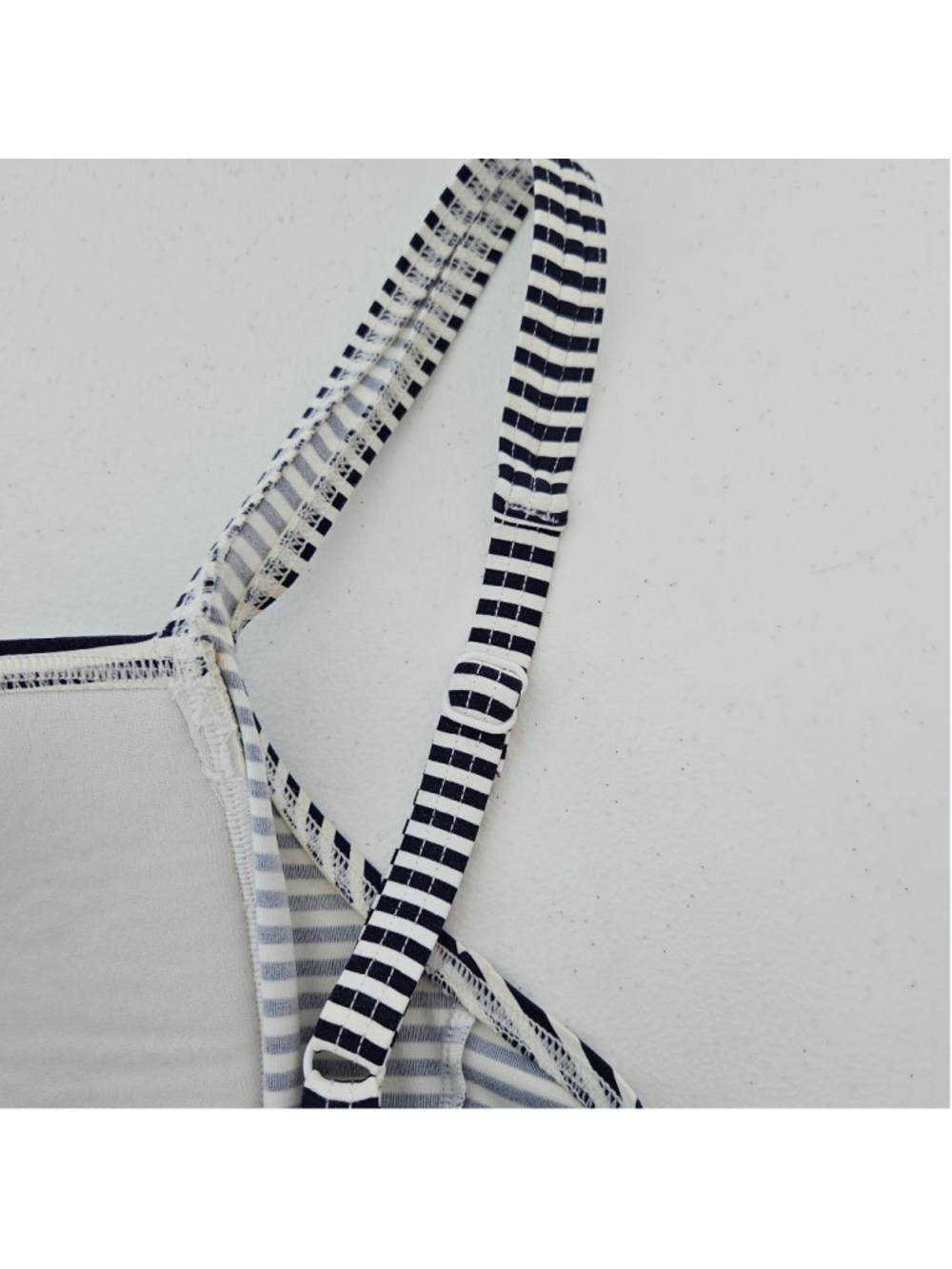 Bond-Eye Australia Striped Mini Dress Size 10 White Navy Built in Bra - Picture 7 of 11